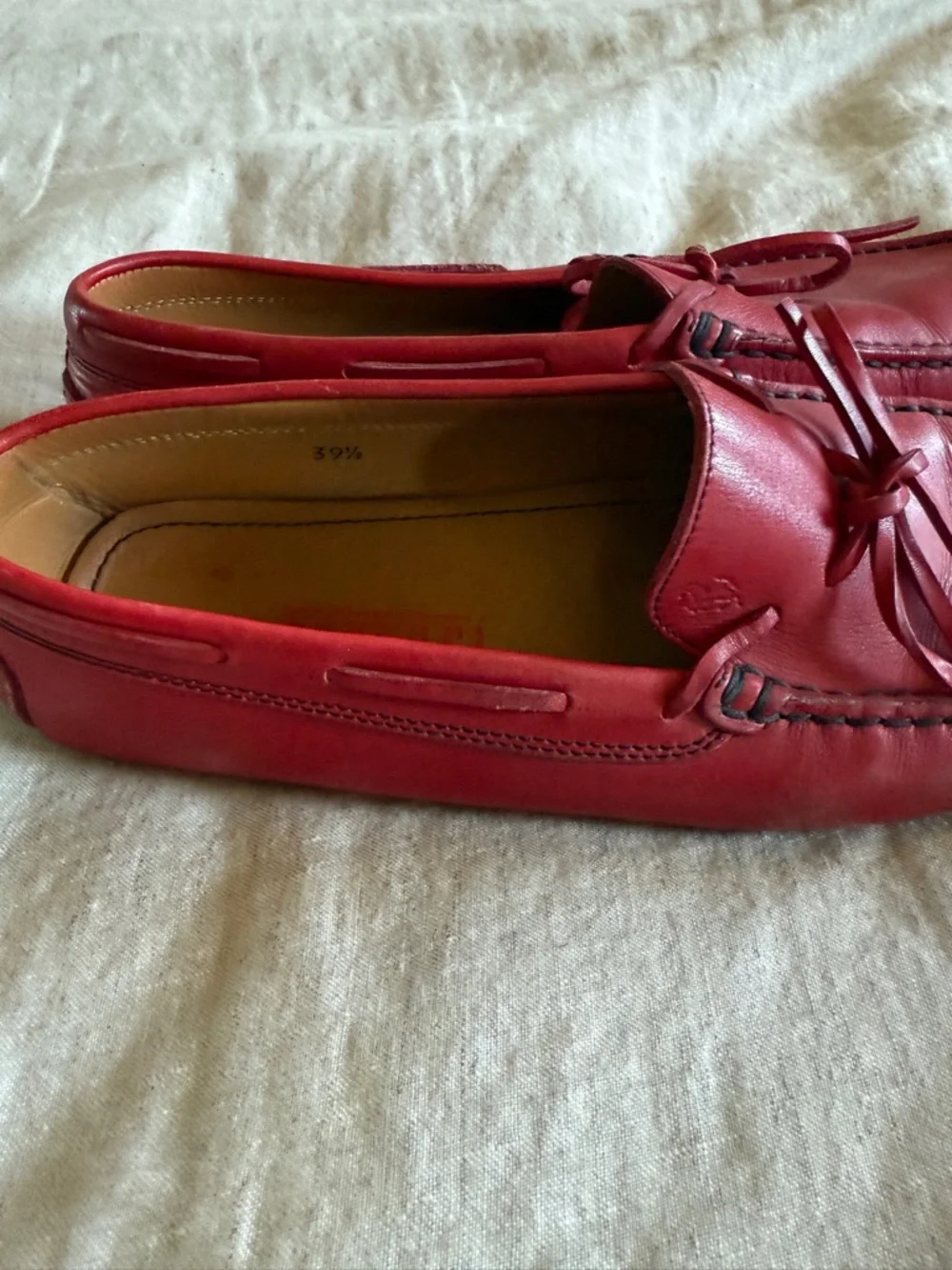 Tod's Red Leather Women's Driving Loafers - Picture 3 of 6